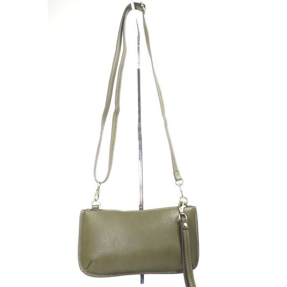 Joy Susan Mini Crossbody Wristlet Clutch Vegan Leather Boho Green - Picture 2 of 9